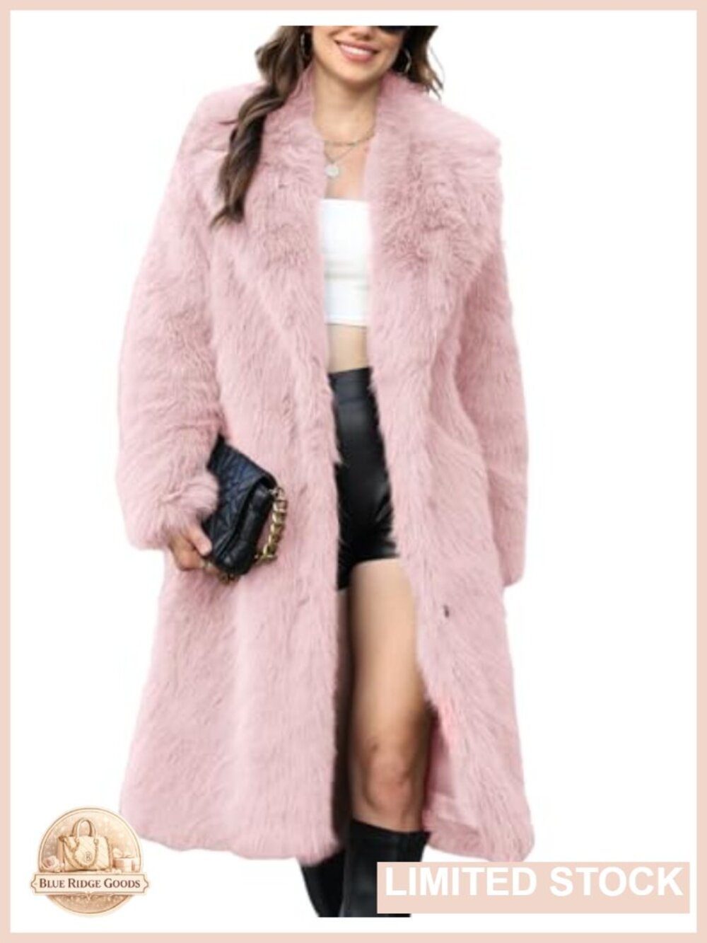 Gihuo Womens Faux Fur Coat Long Lapel Collar Fluffy Parka Jacket Warm